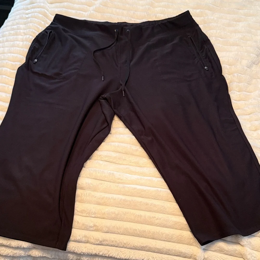 Women’s capri Black exercise Pants 2X with true drawstring! - Picture 1 of 4